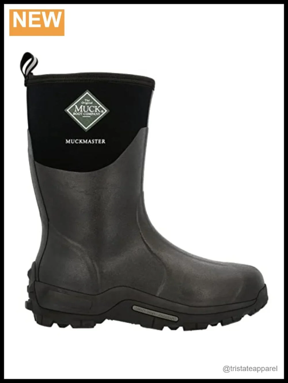 Men's Mid-Calf Rubber Pull-On Rain Boots with Memory Foam